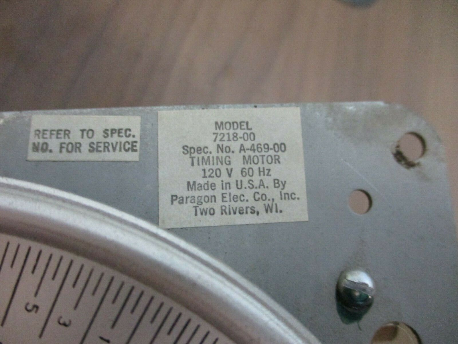 Paragon 7218-00 Timer A-469-00 120V 60Hz *No Enclosure* Used