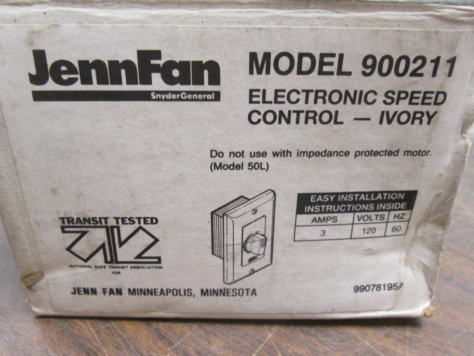 JennFan Electronic Speed Control 900211 120V 3A Ivory New Surplus