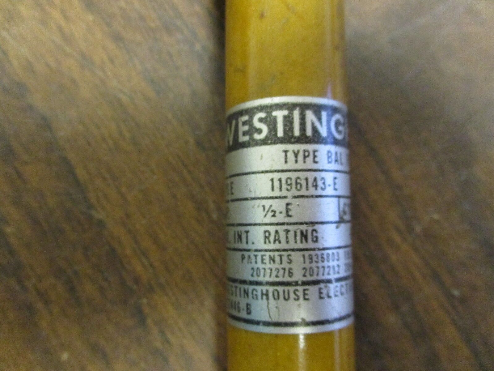 Westinghouse Type BAL Fuse 1196143-E 1/2E 2.5KV Used