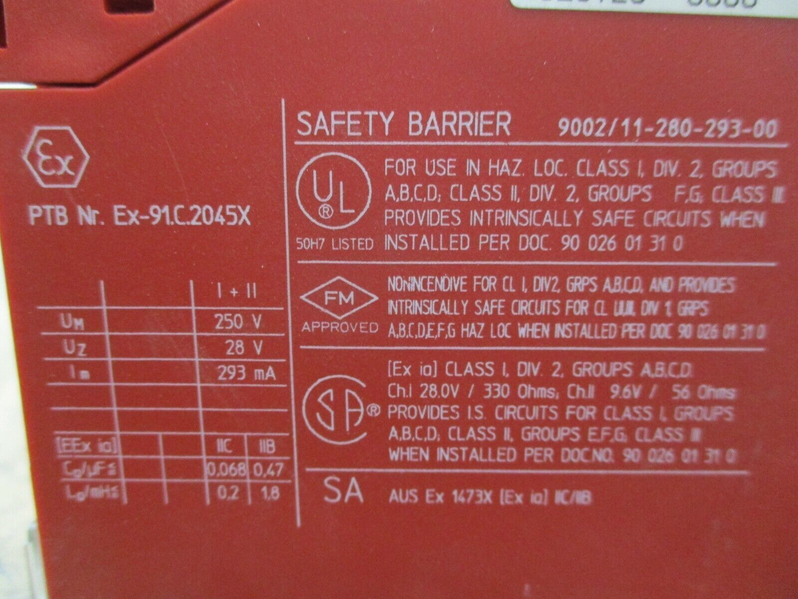 Stahl Intrinspak Safety Barrier 9002/11-280-293-00 25V / 6V Used