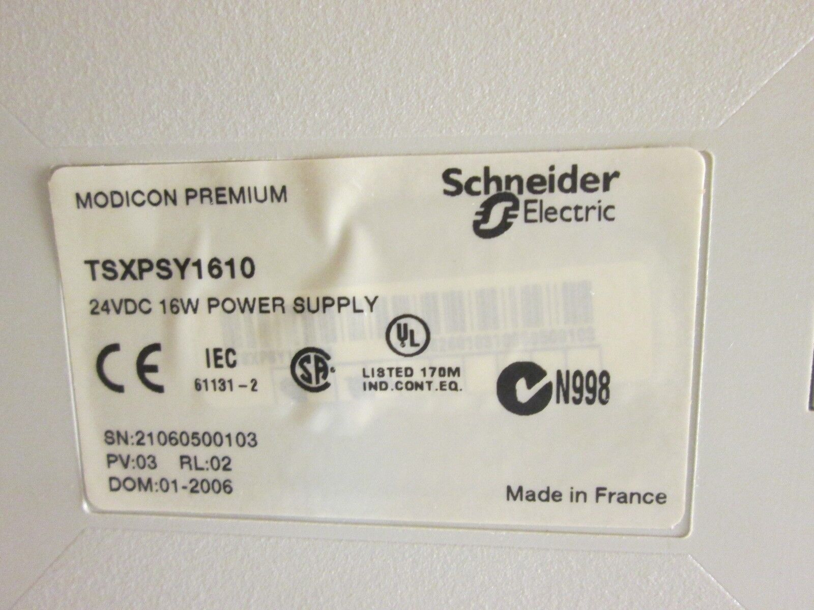 Modicon Premium Power Supply TSXPSY1610 24VDC 16W Used