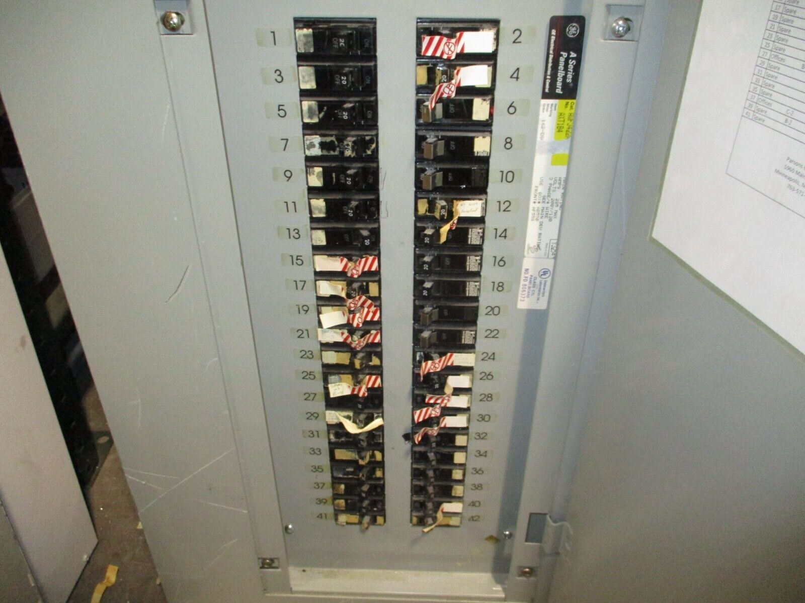 GE Main Breaker Circuit Breaker Panel AQF3422ABX 225A Max 225A Main 208/120V 3Ph