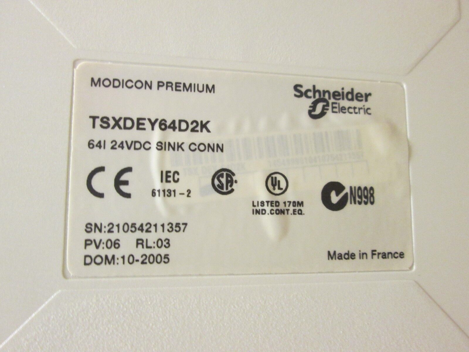 Modicon Premium Discrete Output Module TSXDEY64D2K 24VDC Used