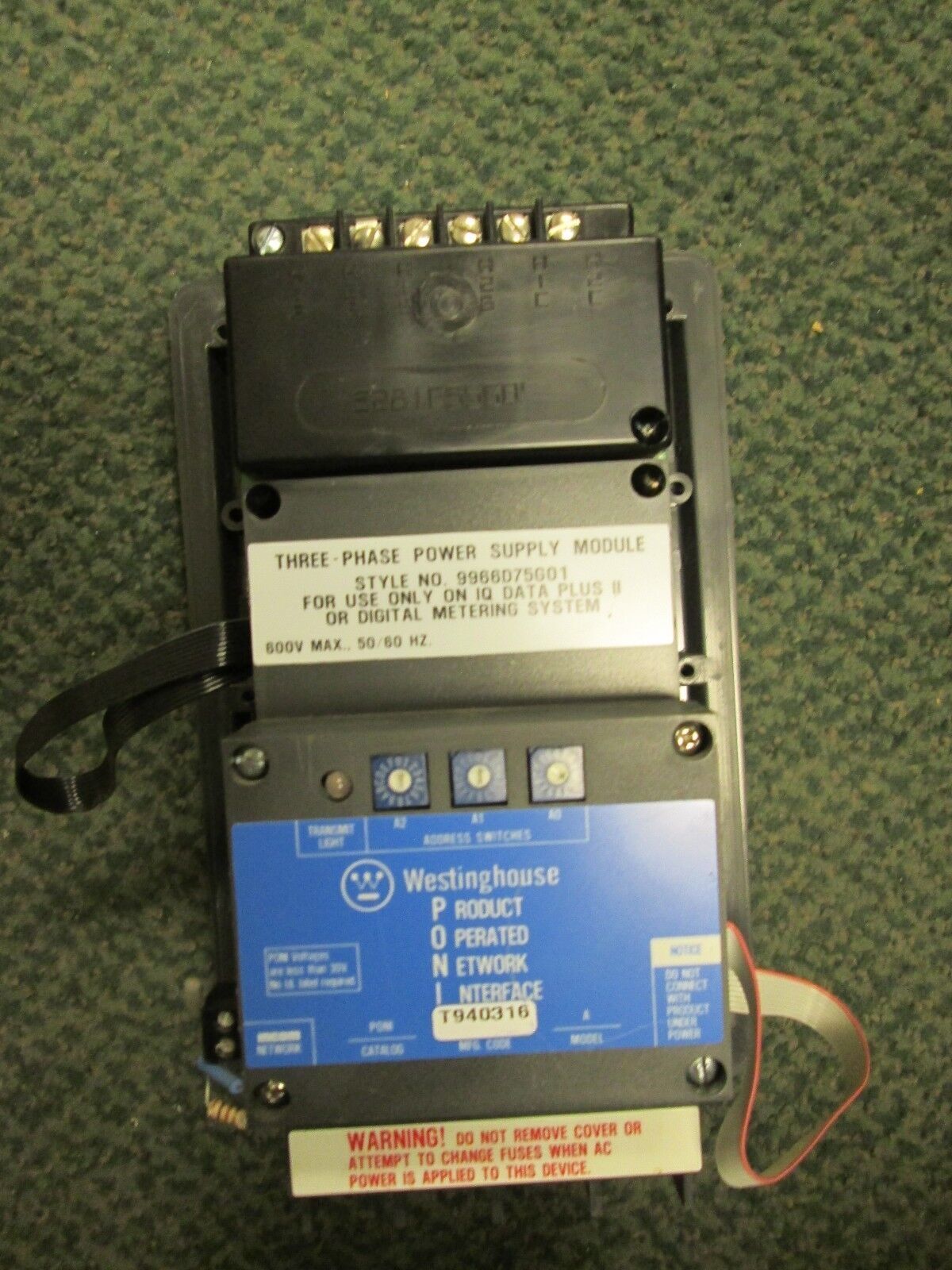 Westinghouse IQ Data Plus II Module 2D78522 9966D75G01 T940316 Used
