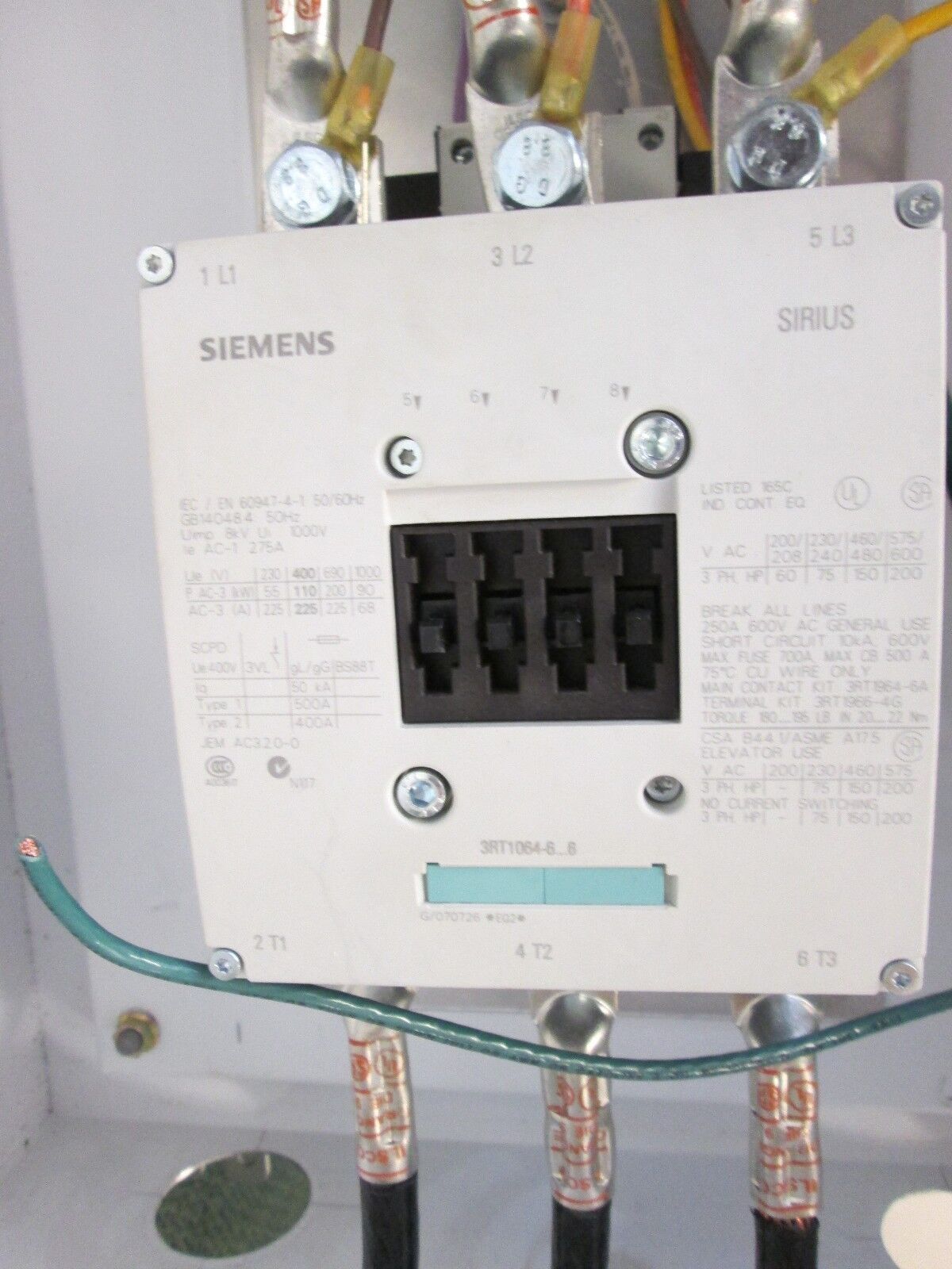 Siemens Sirius Contact 3RT1064-6...6 110-127V coil Nema 12 Enclosure Used