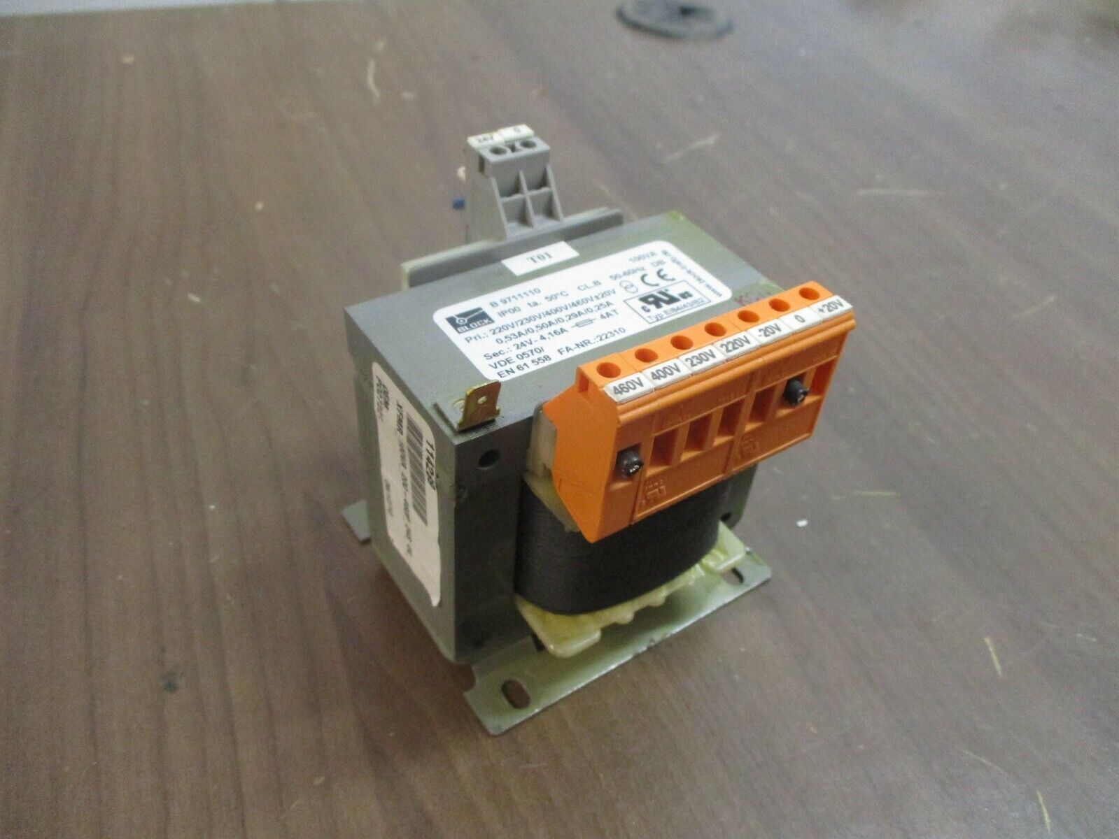 Block Transformer B 9711110 100VA Pri: 230/460V Sec: 24V 50-60Hz Used