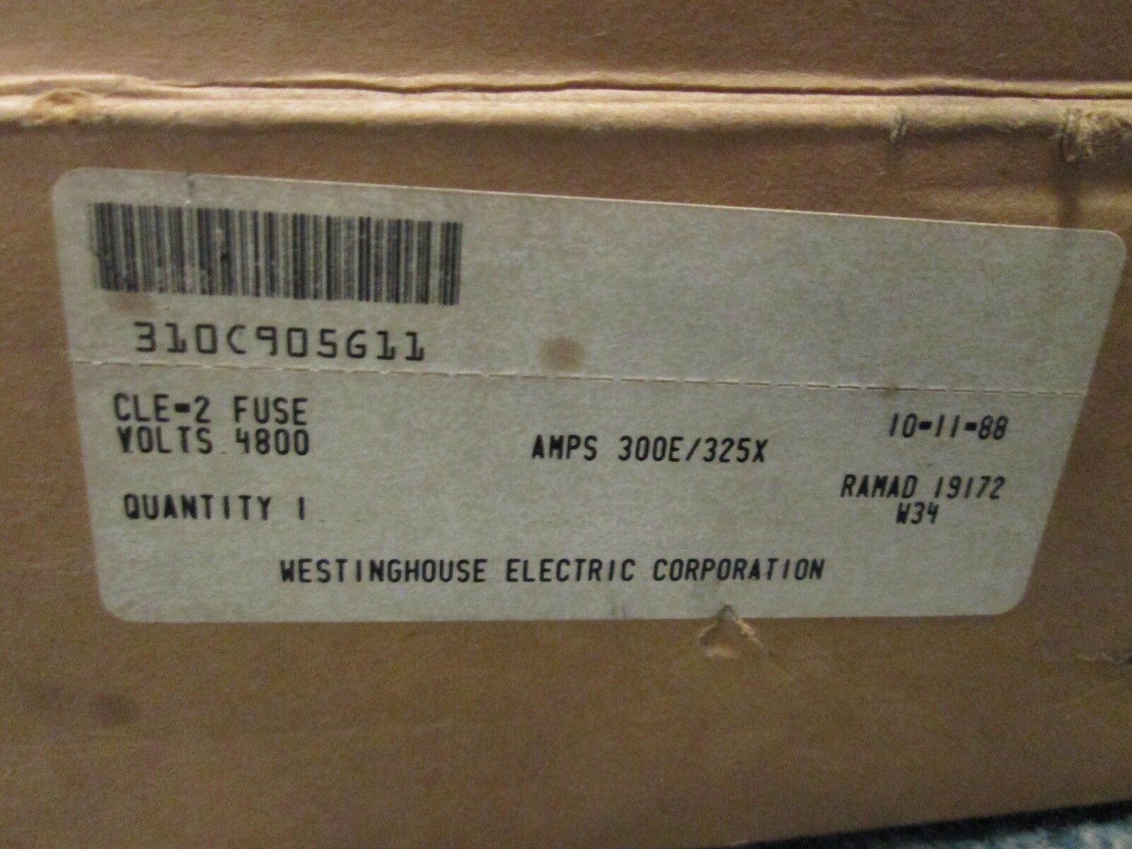 Westinghouse CLE-2 Fuse 310C905G11 4.8KV 300E/325X