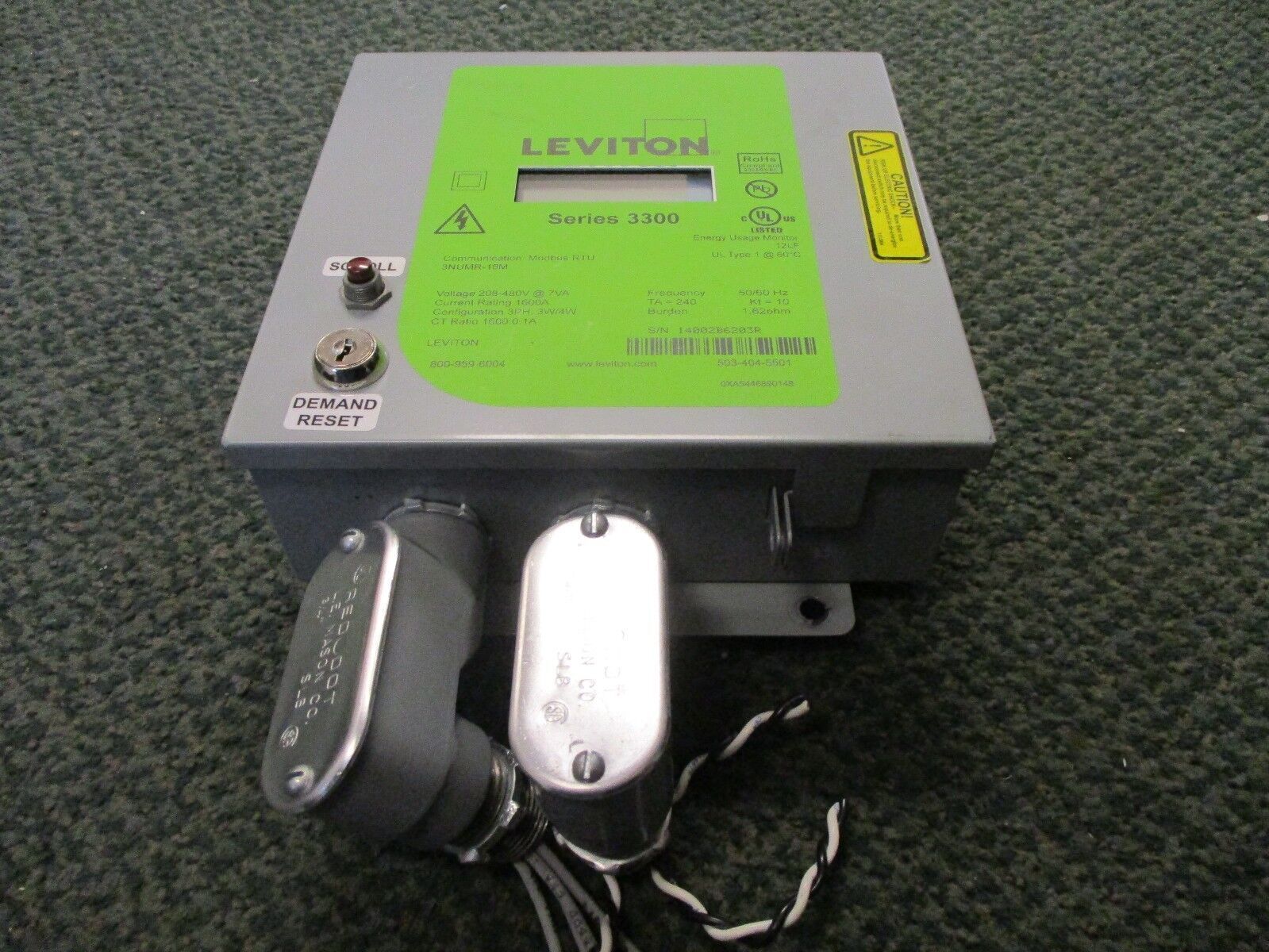 Leviton Series 3300 Meter 3NUMR-16M 208-480V 1600A 3Ph 3w/4w Used