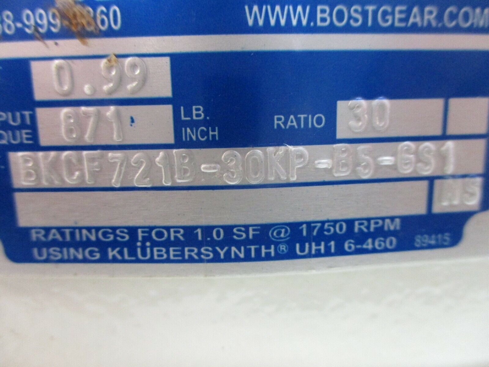 Boston Gear Reducer BKCF721B-30KP-B5-GS1 Ratio 30:1 *Minor Chipped Paint *No Box