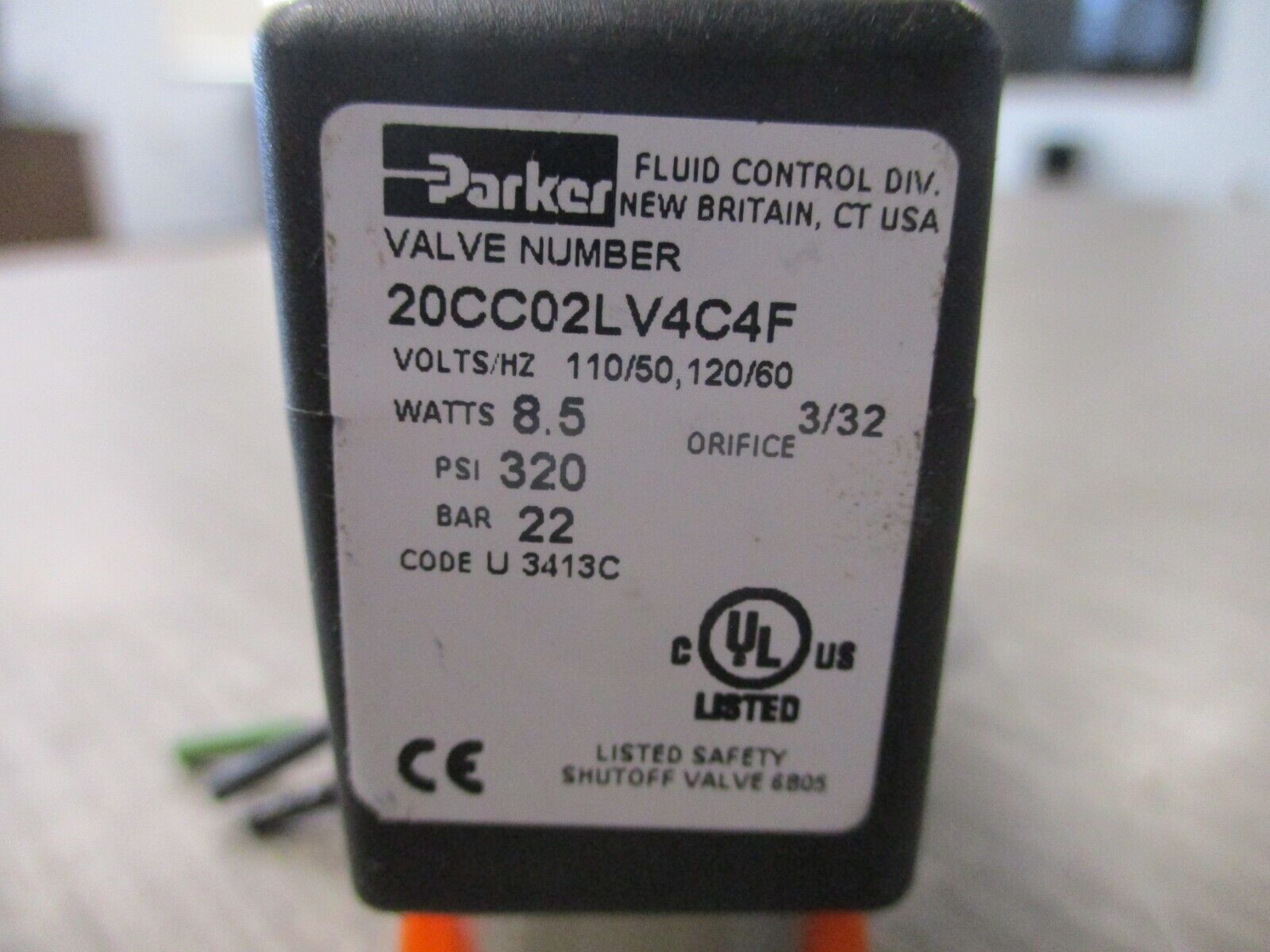 Parker Solenoid Valve 20CC02LV4C4F 110/120V 50/60Hz 8.5W *No Box* New Surplus