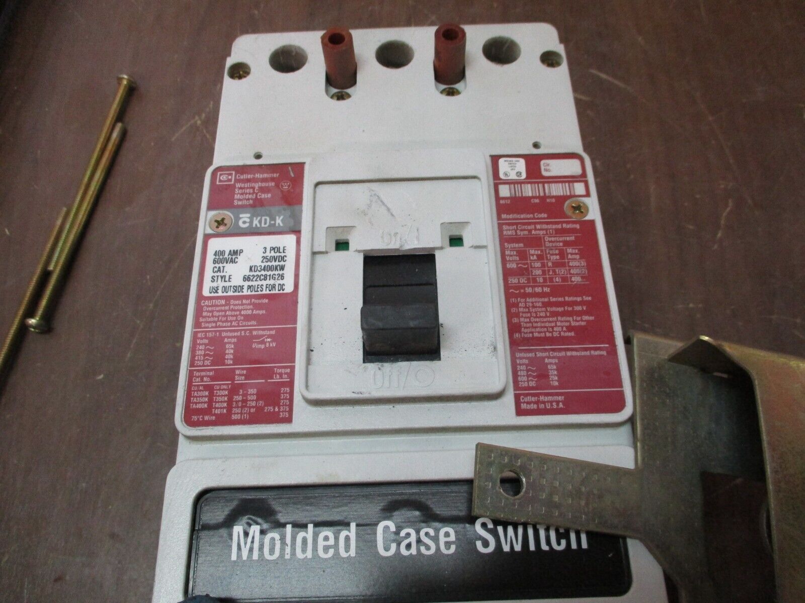 Cutler-Hammer Breaker Disconnect KD3400KW 400A 600V 3P Used