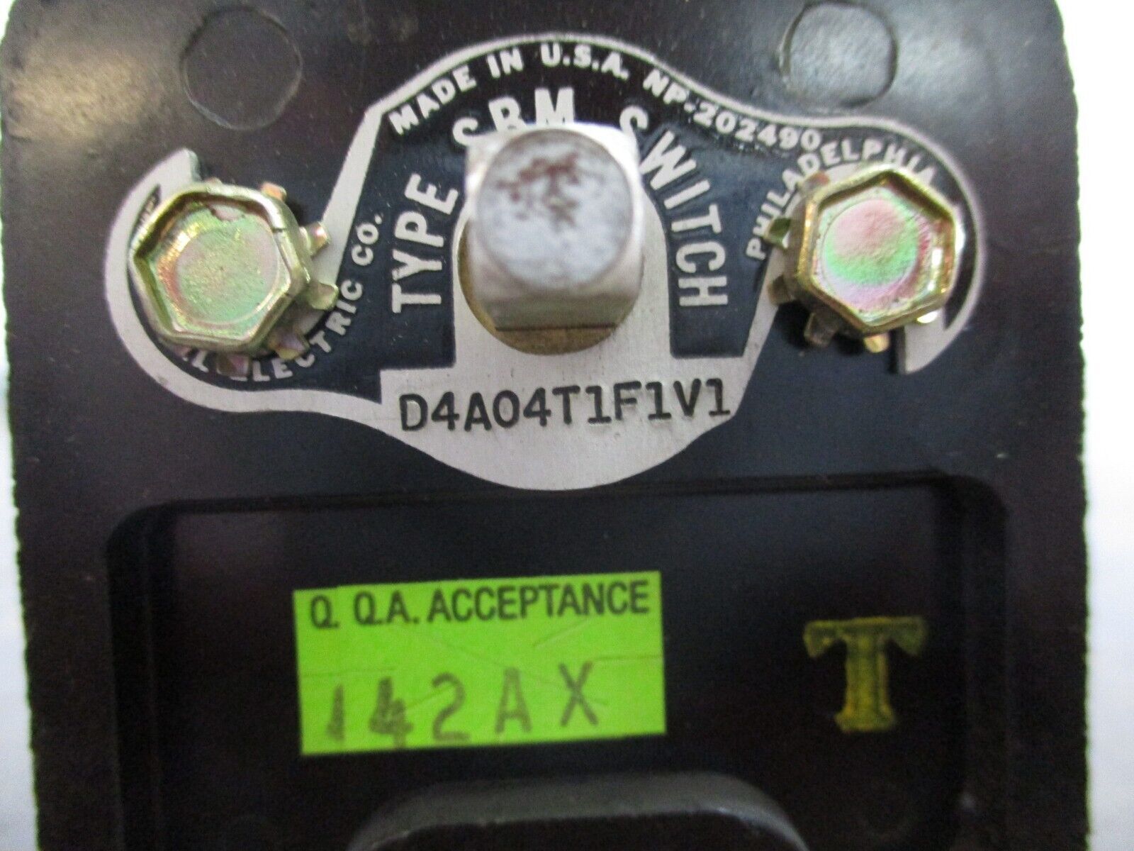 GE Type SBM Rotary Switch D4A04T1F1V1 Trip/Close *Missing 9 Terminal Screws*