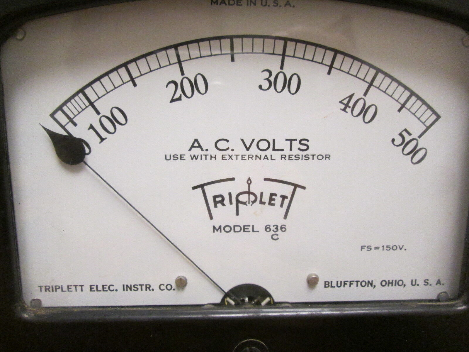 Triplett AC Volt Meter 636 Range: 0-500V Used