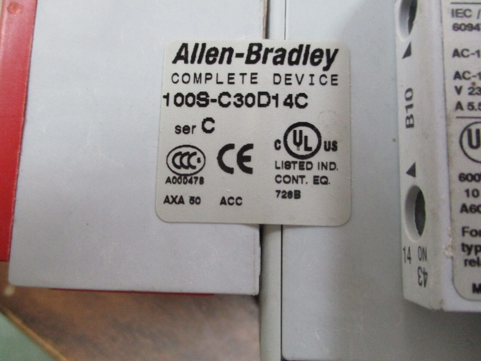 Allen-Bradley Safety Contactor 100S-C30D14C 120V Coil 55A 600V Used