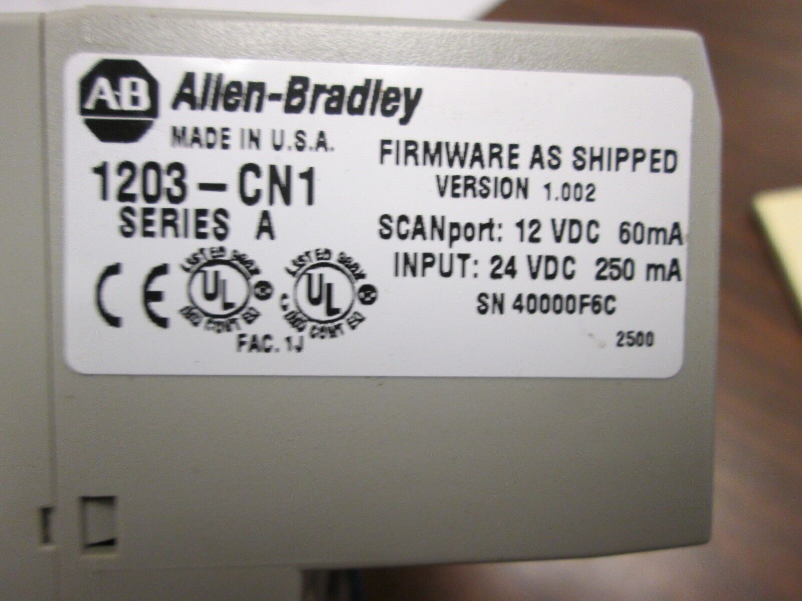 Allen-Bradley Scanport Control Net 1203-CN1 Scanport 12VDC 60MA Used