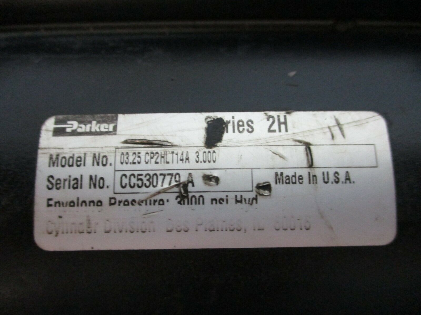 Parker Series 2H Hydraulic Cylinder 03.25 CP2HL114A 3.000 3000 PSI Used