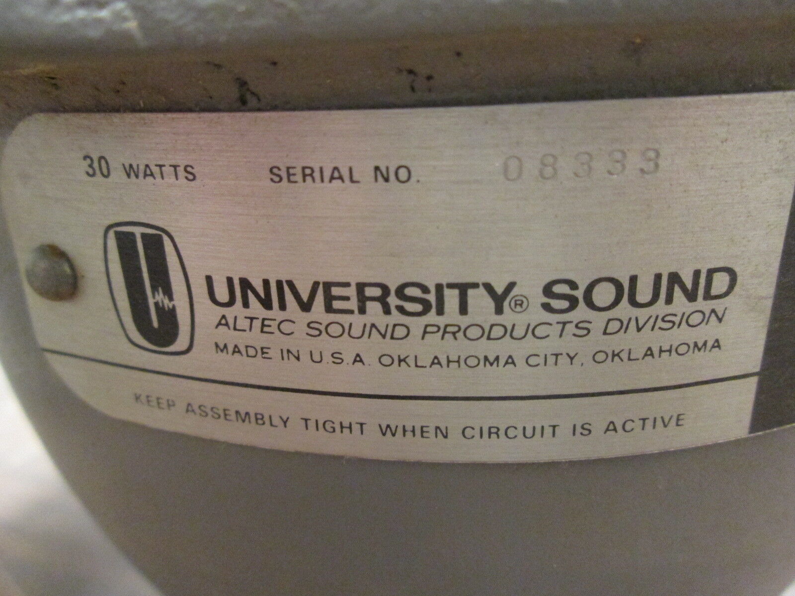 University Sound Explosion Proof Driver 7110XC 30 Watts *No Bolts* Used