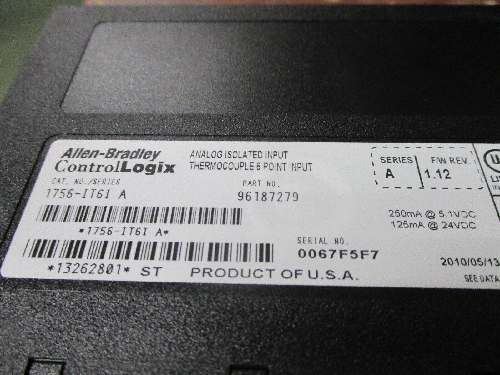 Allen-Bradley ControlLogix Analog Isolated Input Thermocouple 1756-IT6T A Used