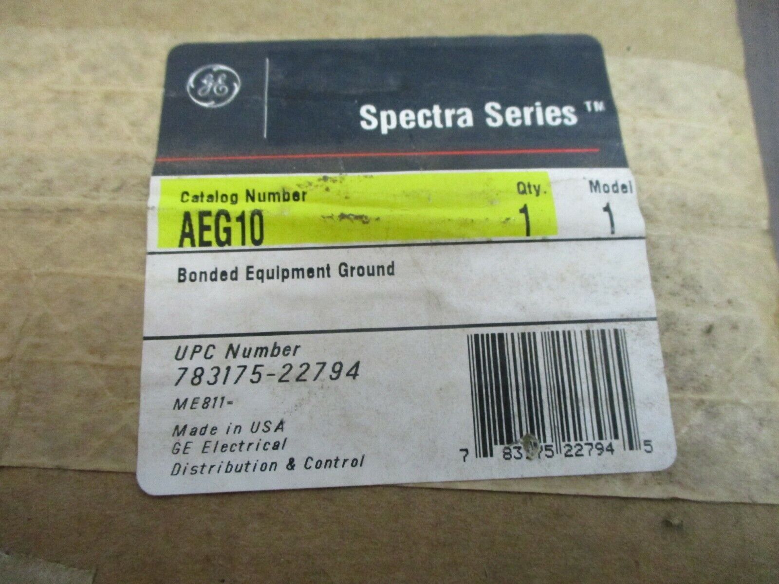 GE Spectra Series Bonded Equipment Ground, AEG10 New Surplus