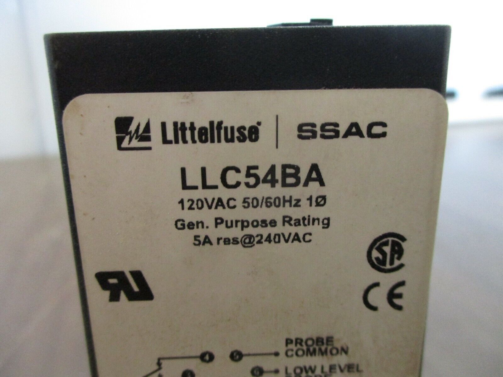 Littelfuse/SSAC Liquid Level Control Relay LLC54BA 120VAC 50/60Hz 1Ph w/ Base