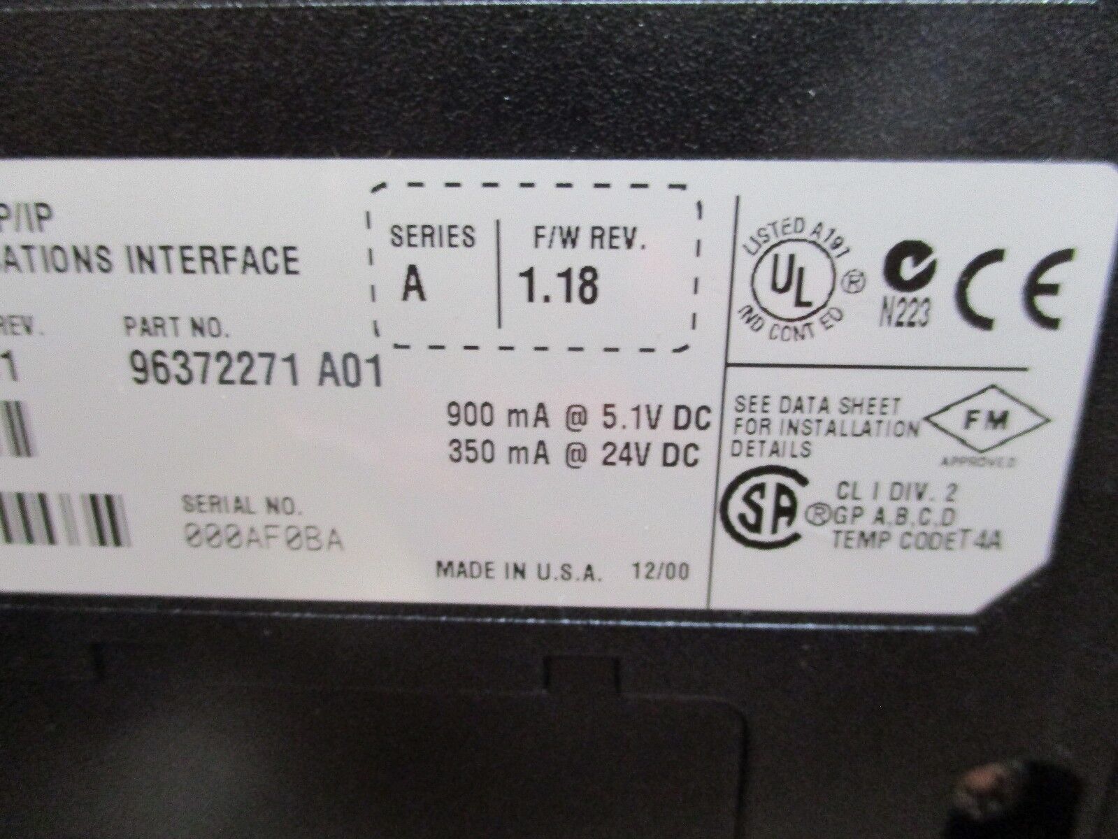 Allen-Bradley ControlLogix Ethernet TCP/IP Comm Interface 1756-ENET/A Used
