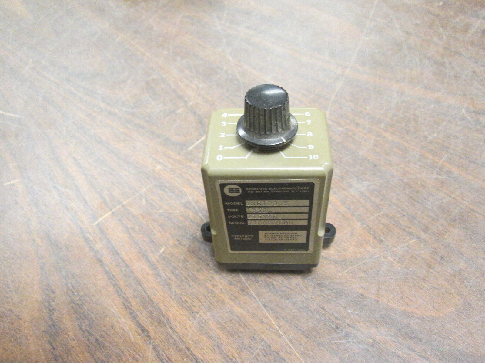 Syracuse Electronics Time Delay Relay TNR10305 115V Time: 15Sec Used