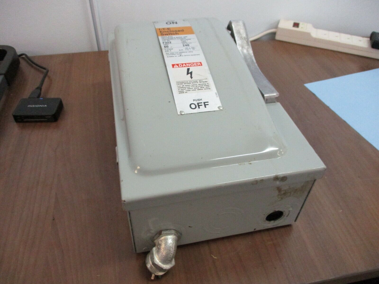 ITE Fusible Safety Switch/Disconnect F322 60A 240V w/Control Transformer Used