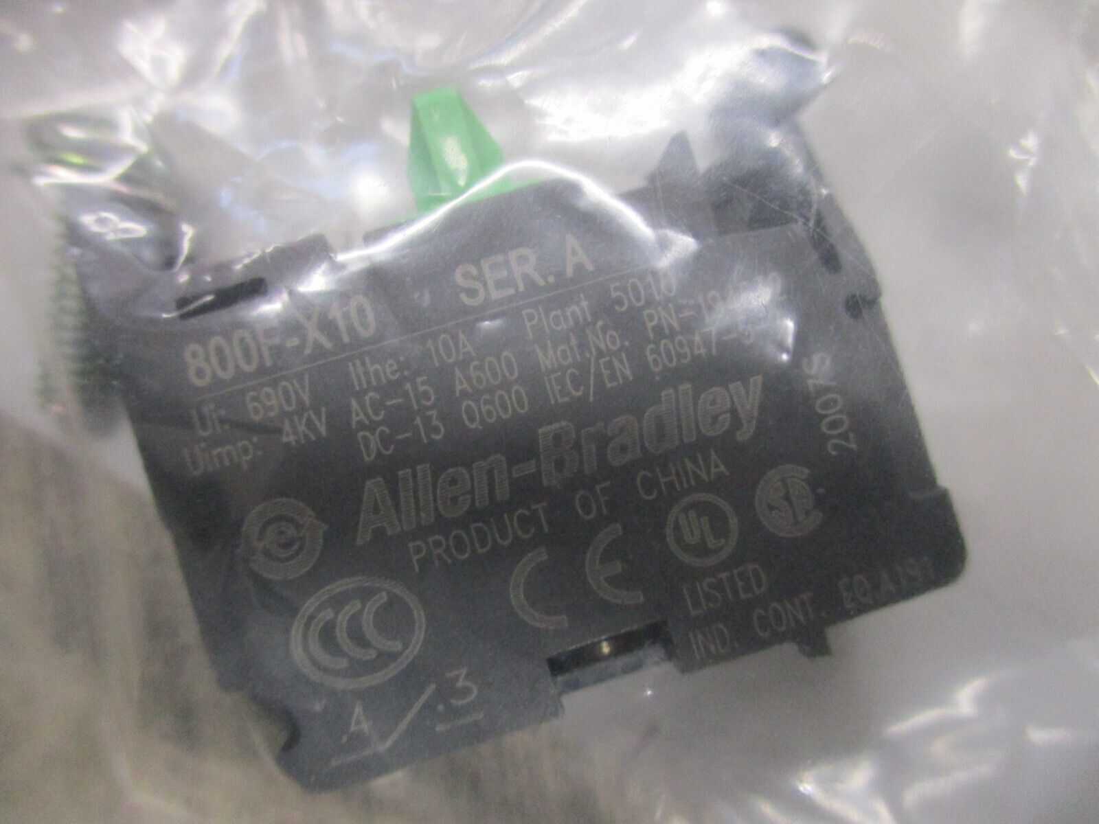 Allen-Bradley Aux. Contact 1495-N8 Ser. B 1 N.O. New Surplus