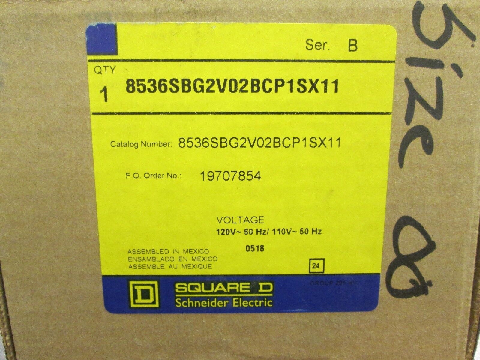 Square D Enclosed Starter 8536SB62V02BCP1SX11 Size 00 120V Coil Nema 1 Enclosure