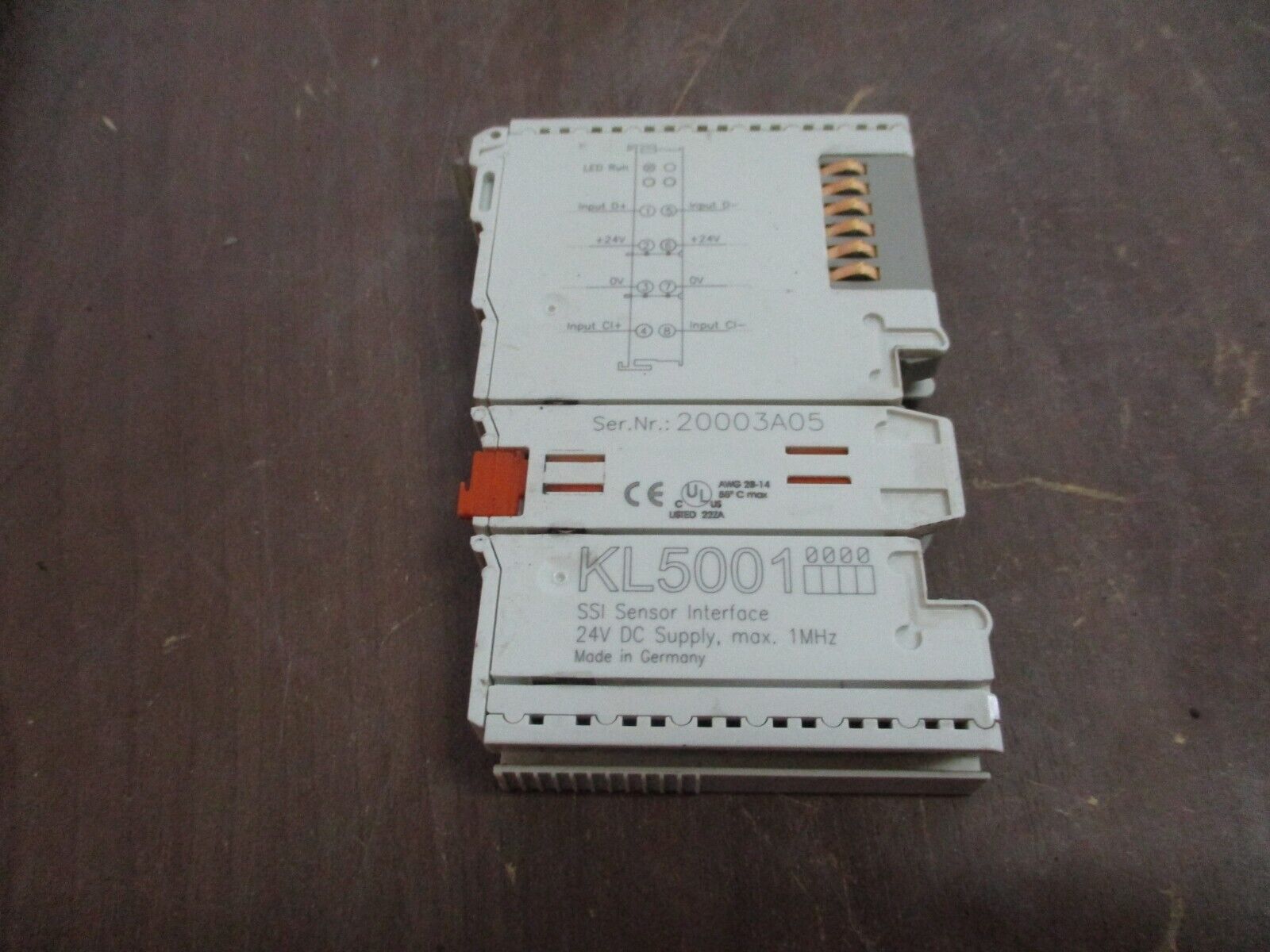 Beckoff SSI Sensor Interface Module KL5001 24VDC 1MHz Used