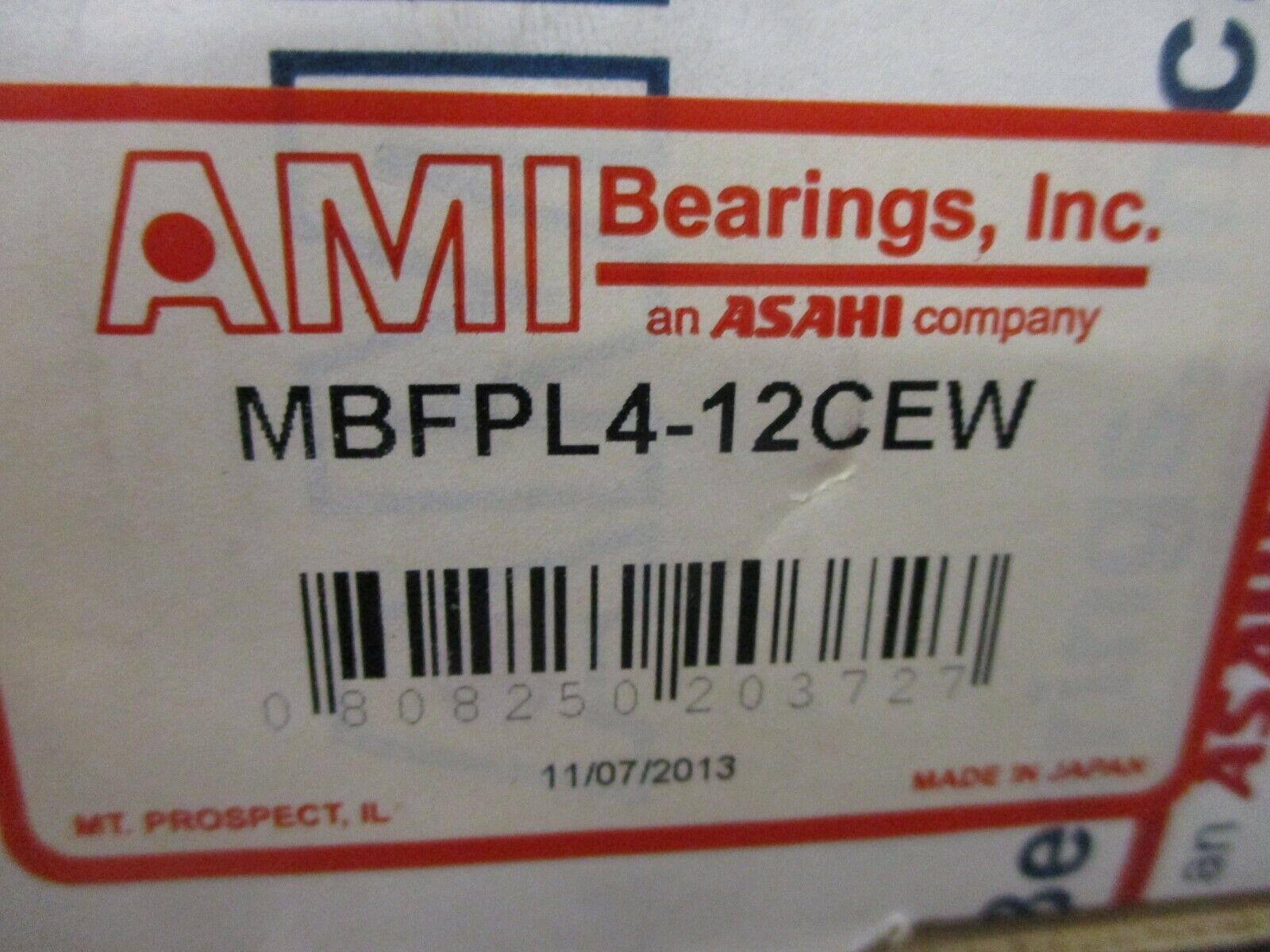 AMI Flange Bearing MBFPL4-12CEW New Surplus