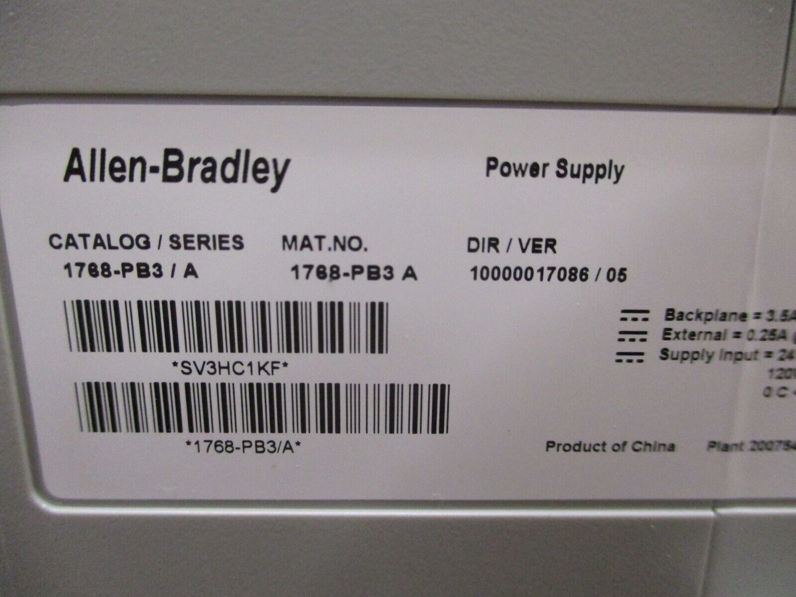 Allen-Bradley Power Supply 1768-PB3 Ser. A New Surplus