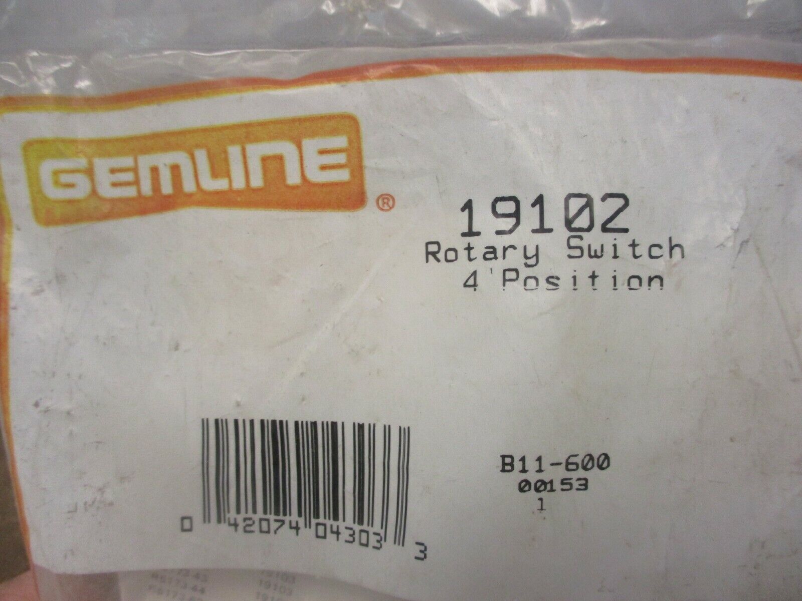 Gemline Rotary Switch 19102 4-Position New Surplus