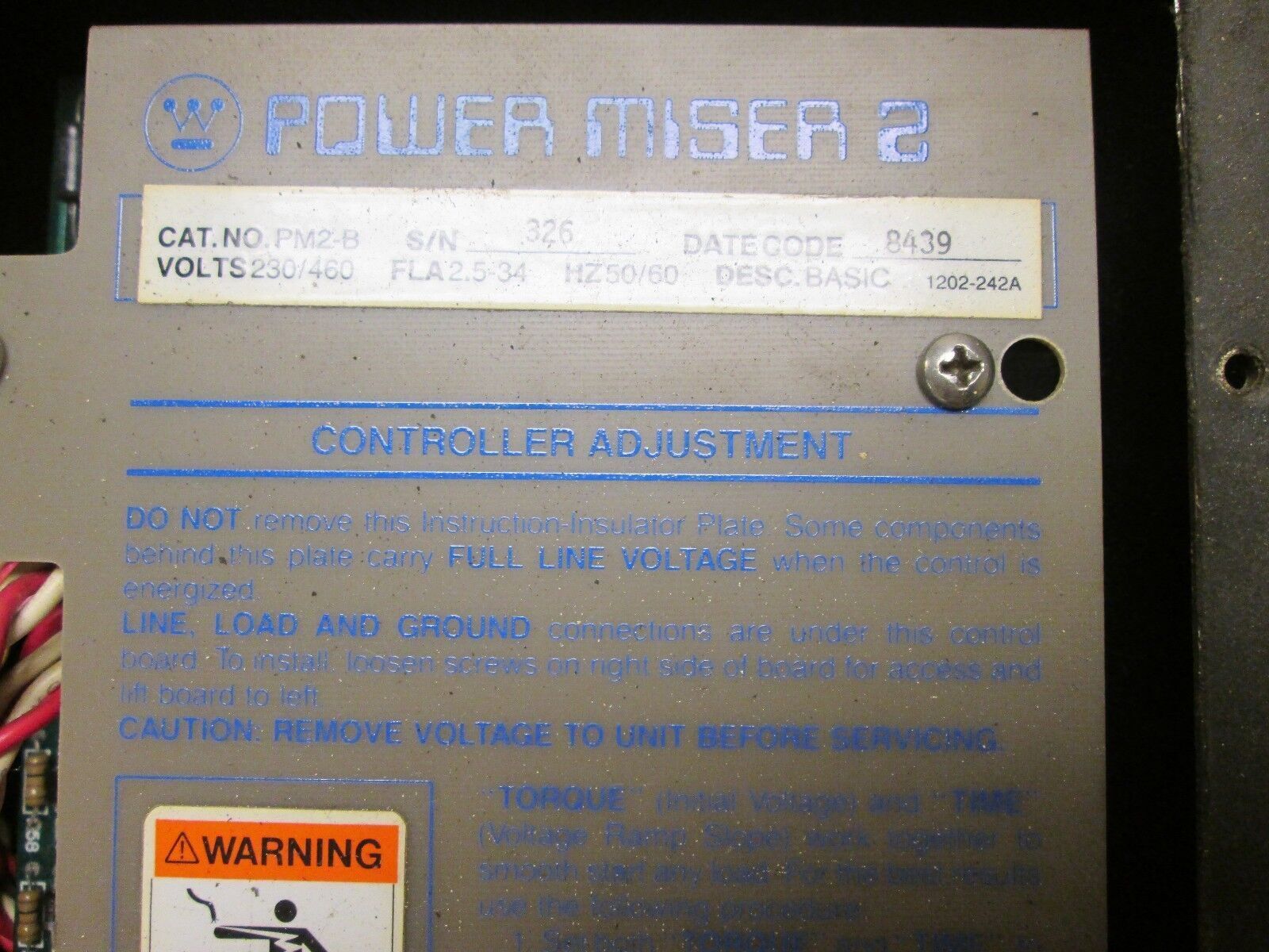 Westinghouse Power Miser 2 PM2-B 230/460V 2.5-34 FLA 50/60Hz Used