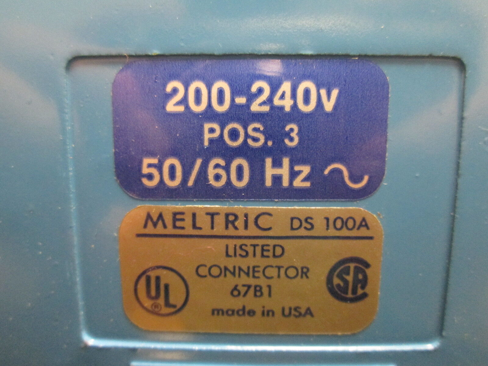 Meltric Type DS 100A Connector 37-90033-D14 100A 200-240V 50/60Hz New Surplus