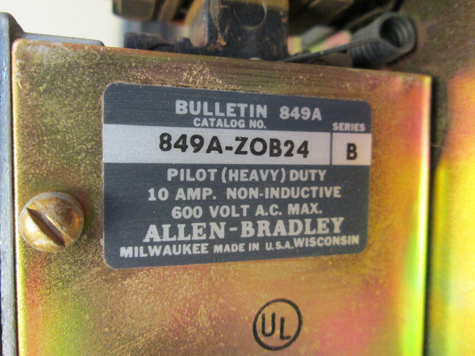 Allen-Bradley Pneumatic Relay 849A-ZOB24 10A 600V 480V Coil Used