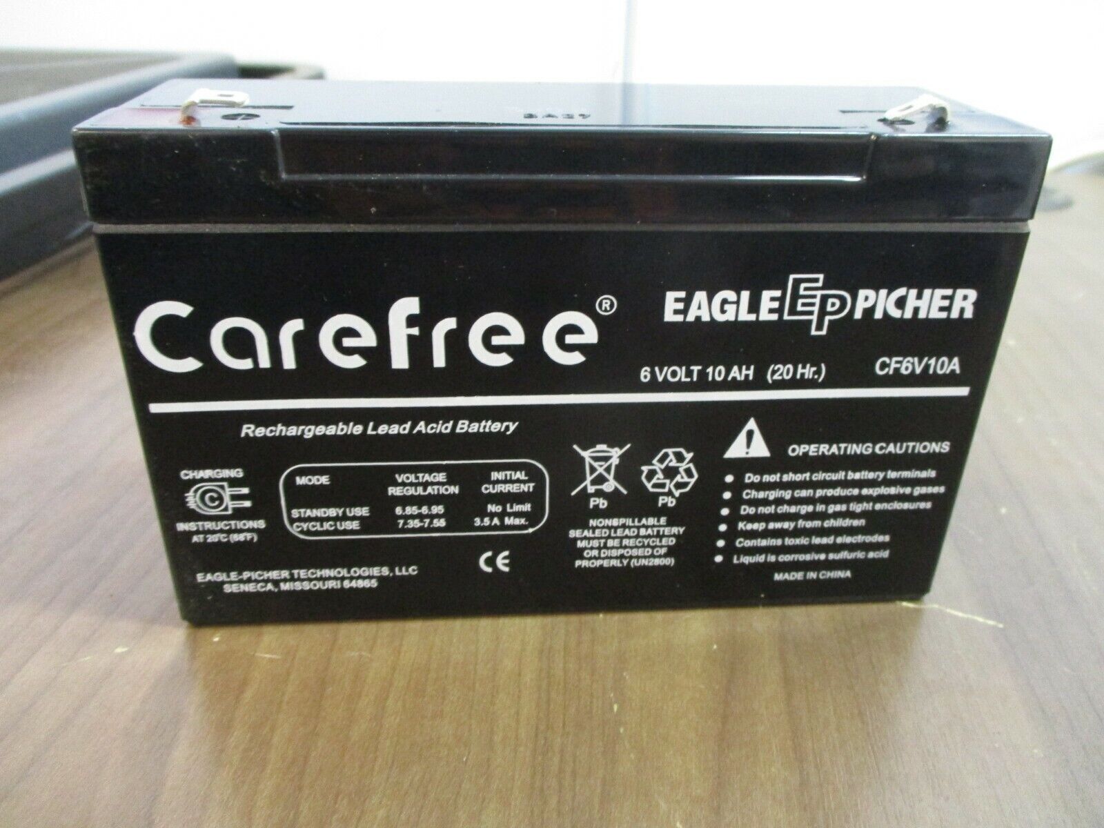Eagle Picher Carefree Lead Acid Battery CF6V10A 6V 10AH *No Box* New Surplus