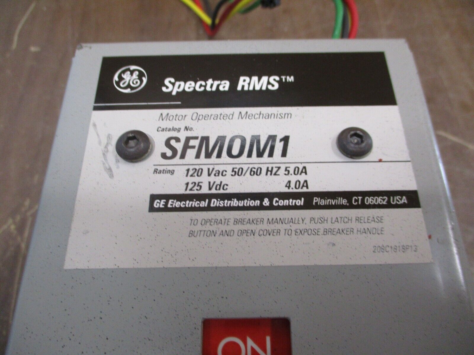 GE Spectra RMS Motor Operated Mechanism SFM0M1 120VAC 50/60Hz 5.0A 125VDC 4.0A