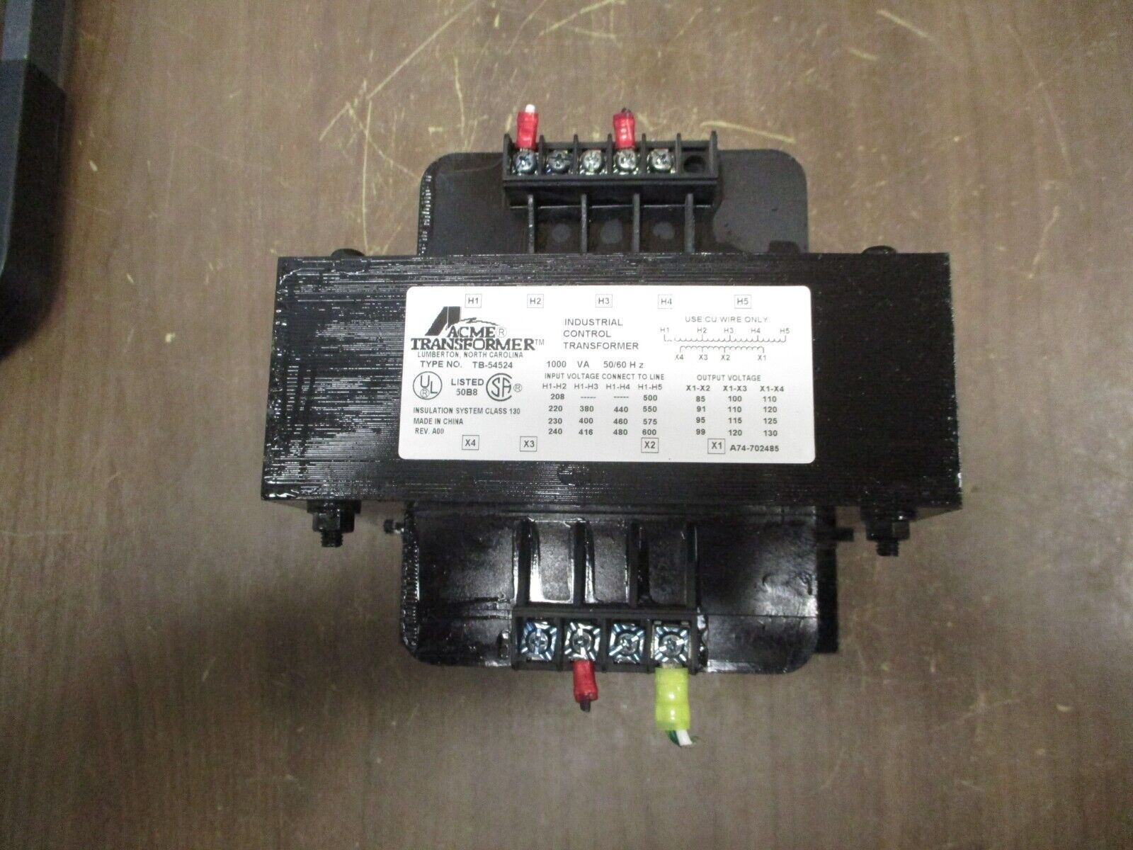 Acme Transformer Control Transformer TB-54524 1000VA Pri: 240/480/600V Sec: 120V