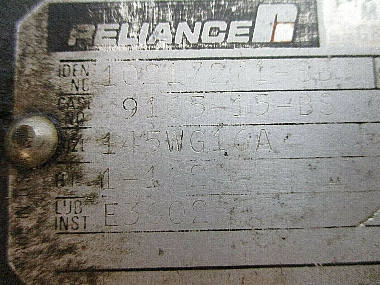 Reliance Master XL Gear Reducer 145WG16A Ratio: 7.5 1.5HP In Used