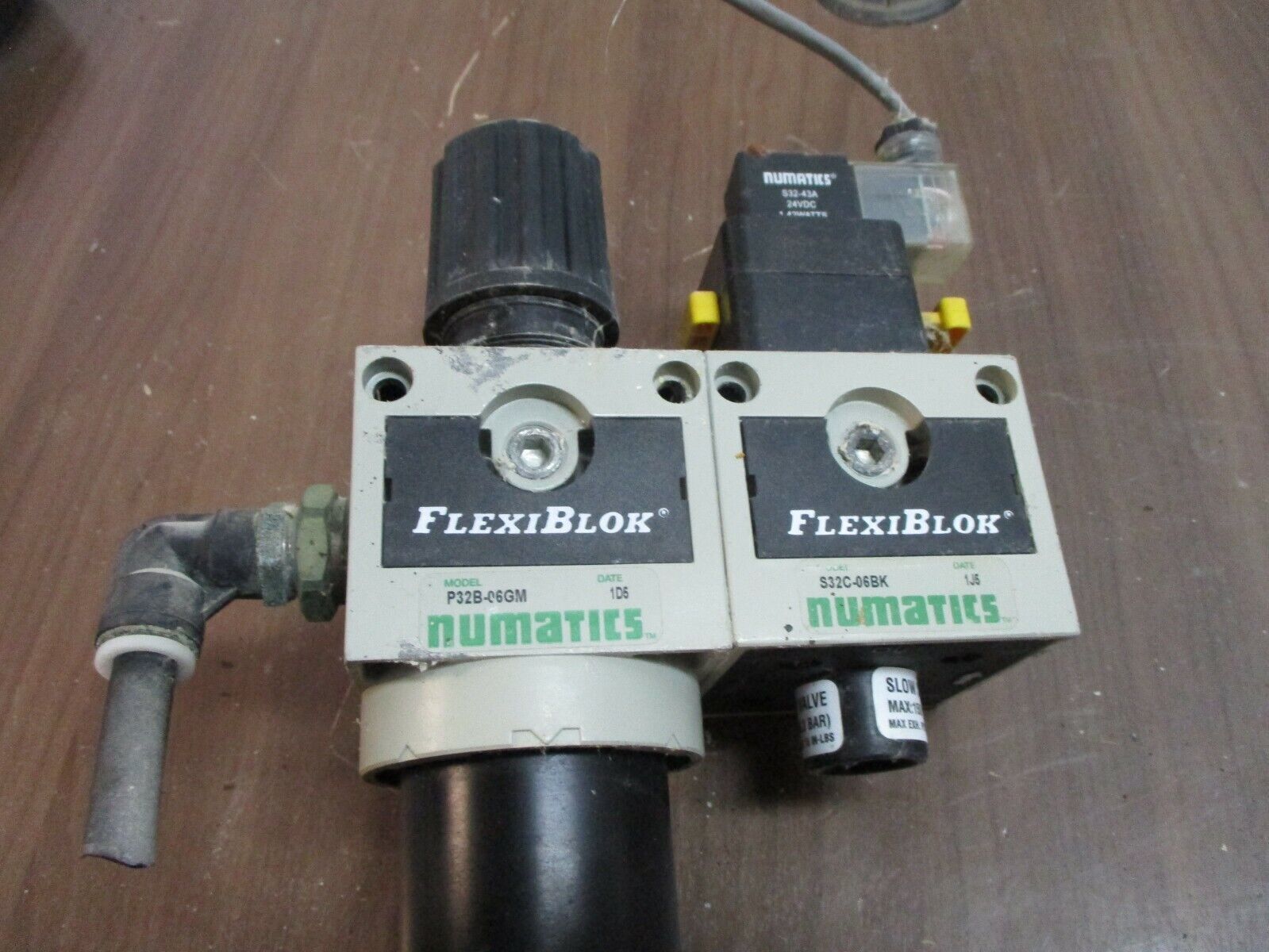 Numatics FlexiBlok Slow Start Valve/Filter/Regulator S32C-06BK / P32B-06GM Used