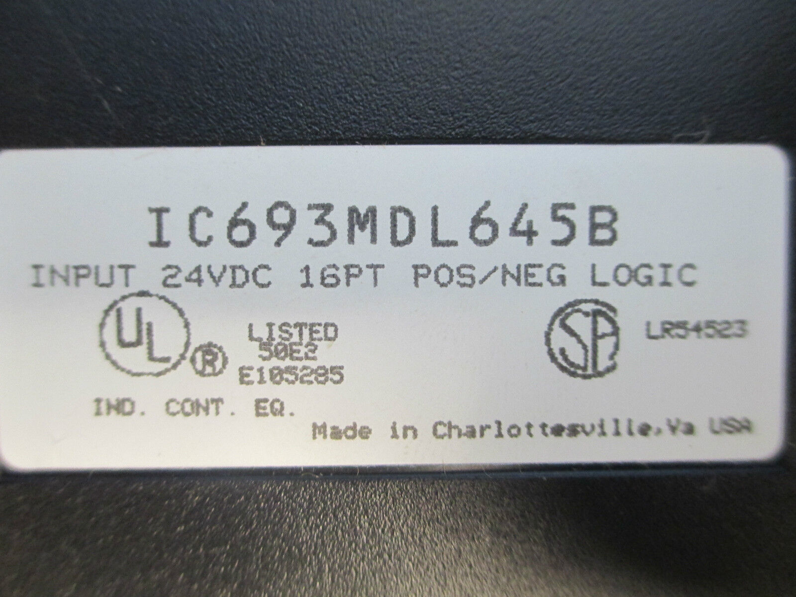 GE Fanuc Input Module IC693MDL645B, 24V 16PT, *No Terminal Cover* Used