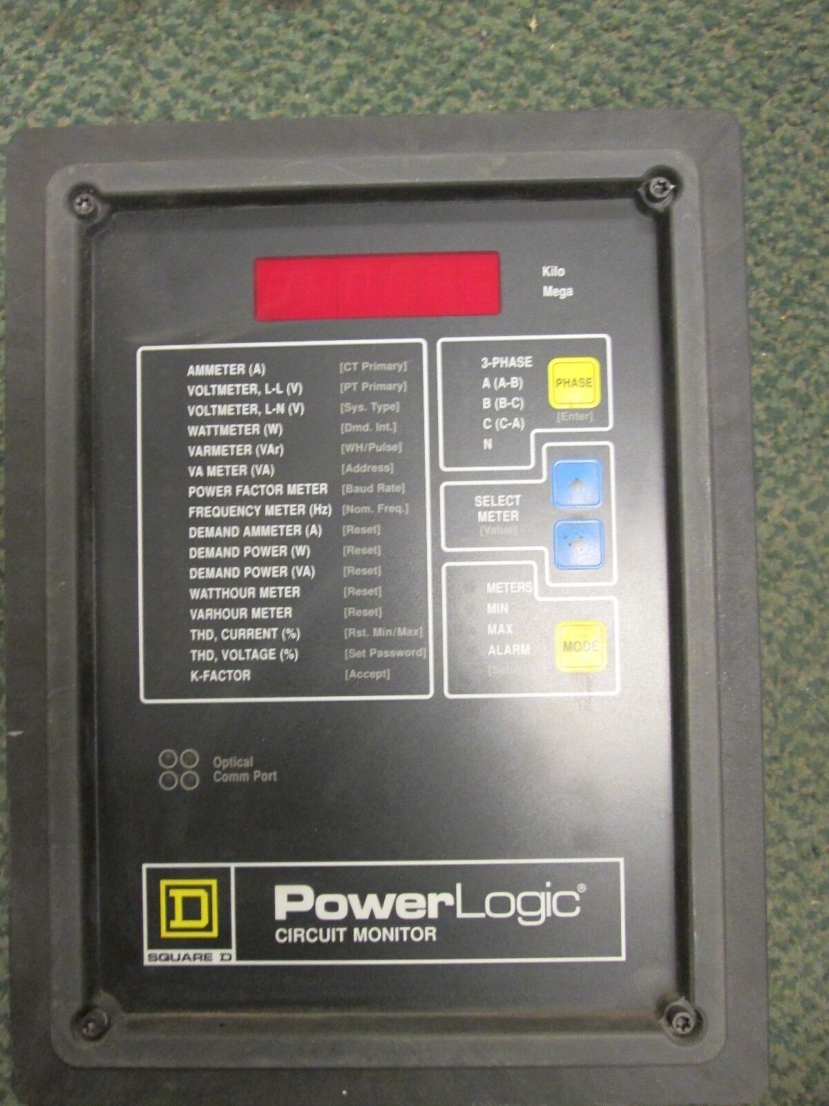 Square D Power Logic Circuit Monitor 3020 CM2250 3020 IOM-4411-20 Used