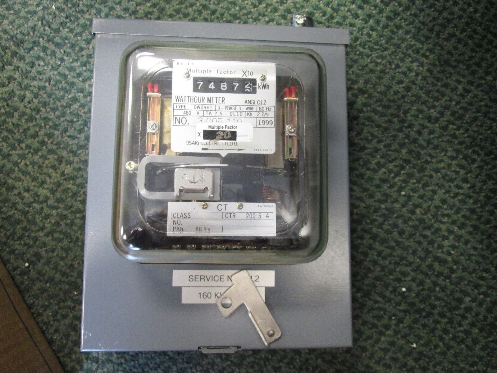 Osaki Watthour Meter 0W09HT 480V 3Ph 3W 60Hz Used