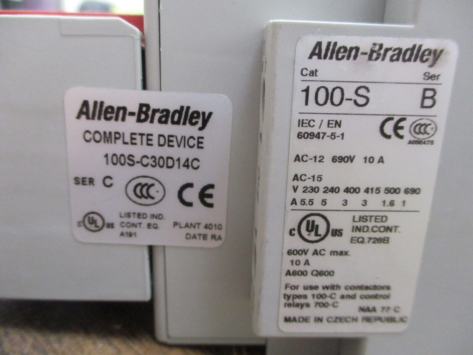 Allen-Bradley Safety Contactor 100S-C30D14C 120V Coil 55A 600V w/ Aux Contact