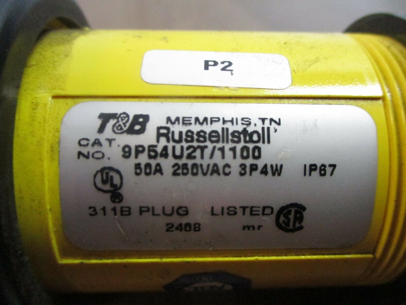 Thomas & Betts Russellstoll Plug 9P54U2T / 1100 50A 250V 3P 4W *Broken Fitting*