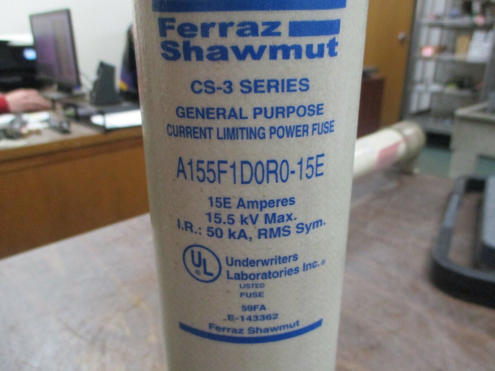 Ferraz Shawmut CS-3 Series Fuse A155F1D0R0-15E 15E 15.5kV Used