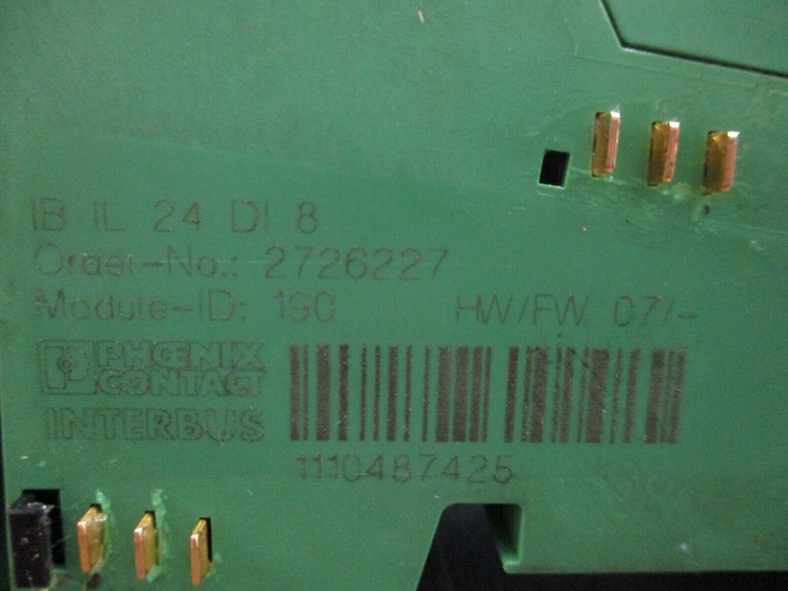 Phoenix Contact IBIL24DI8 Interbus Coupler 2726227 HW: 07 Used