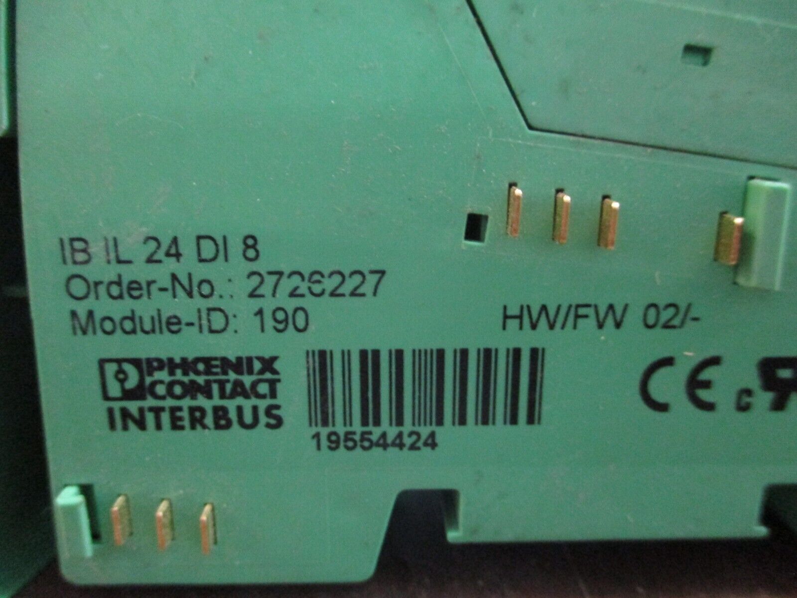 Phoenix Contact IBIL24DI8 Interbus Coupler 2726227 HW: 02 Used
