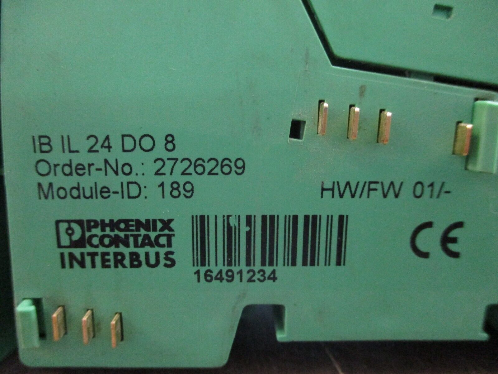 Phoenix Contact IBIL24DO8 Interbus Coupler 2726269 HW: 01 w/ Terminal Cover Used